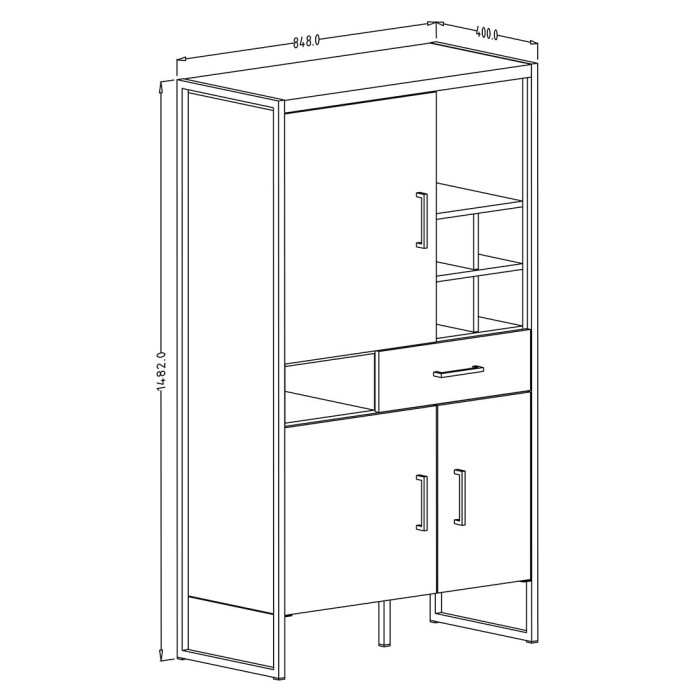 Vaisselier style industriel collection MILO. Coloris épicéa et noir