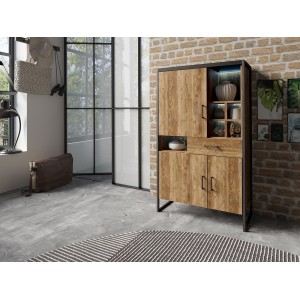 Vaisselier style industriel collection MILO. Coloris épicéa et noir