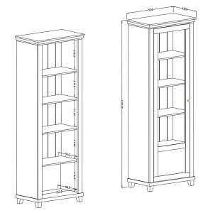 Vitrine 1 porte collection ASSIA. Couleur frêne blanc et chêne. Ouverture droite