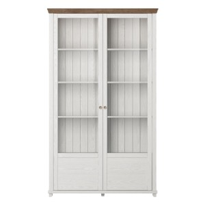 Vitrine large 2 portes collection ASSIA. Couleur frêne blanc et chêne
