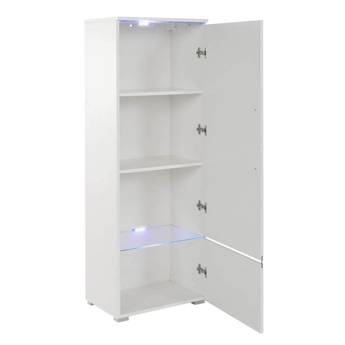 Vitrine collection RIO modèle haut, coloris blanc. Ouverture à droite