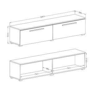 Meuble TV 160cm Collection RIO. 1 porte abattante, coloris blanc brillant. Style design