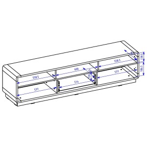 Meuble TV 180cm collection VILLA. Couleur chêne et noir mat