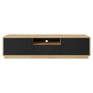 Meuble TV 180cm collection VILLA. Couleur chêne et noir mat