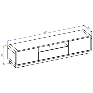 Meuble TV 200cm collection VILLA. Couleur chêne et noir mat