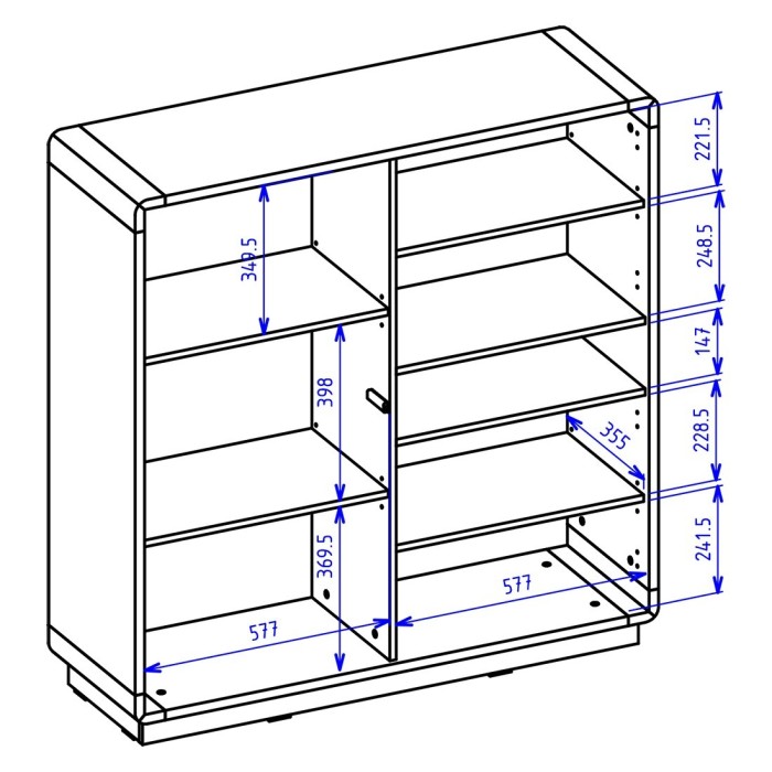 Buffet haut collection VILLA. Couleur chêne et noir. 3 portes et 1 niche