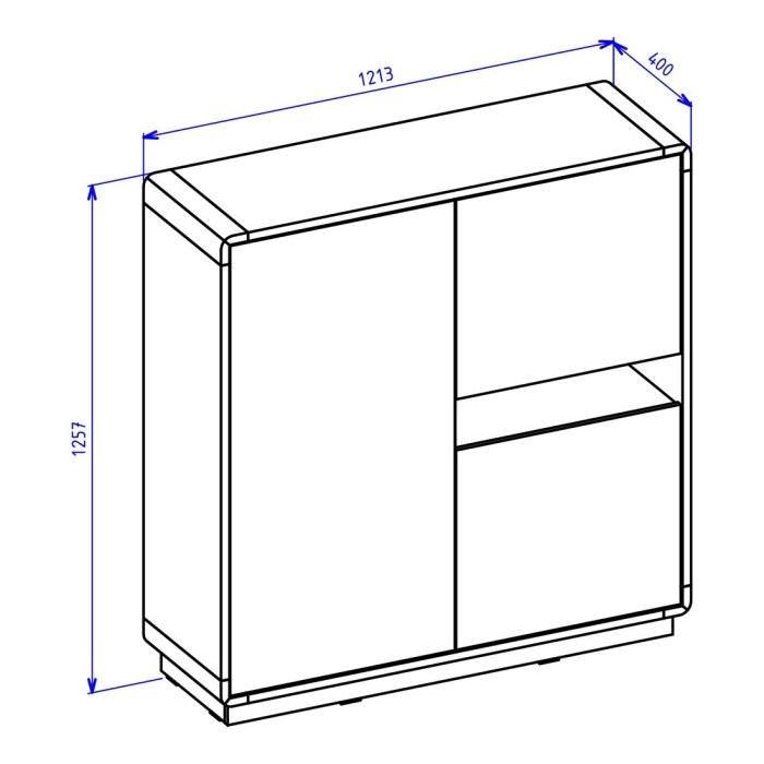 Buffet haut collection VILLA. Couleur chêne et noir. 3 portes et 1 niche