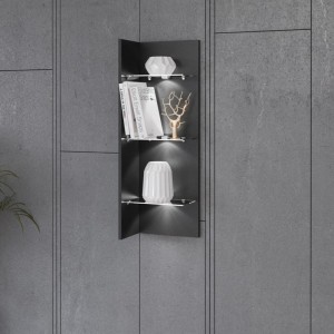 Étagère verticale collection ZANTE. Coloris noir brillant pailleté.