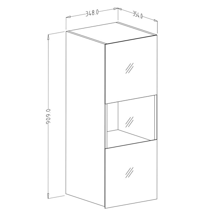 Vitrine suspendue, 1 porte vitrée collection ZANTE. Coloris noir brillant pailleté