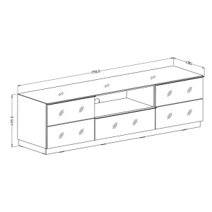 Meuble TV 180cm collection ZANTE avec 2 portes et 1 tiroir. Couleur noir brillant pailleté