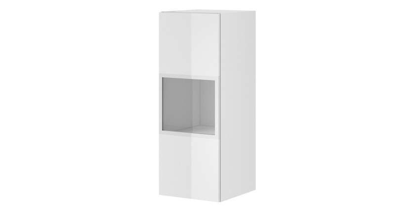 Vitrine suspendue, 1 porte vitrée collection ZANTE. Coloris blanc brillant