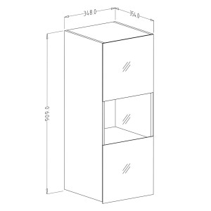 Vitrine suspendue, 1 porte vitrée collection ZANTE. Coloris blanc brillant