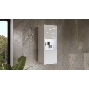 Vitrine suspendue, 1 porte vitrée collection ZANTE. Coloris blanc brillant