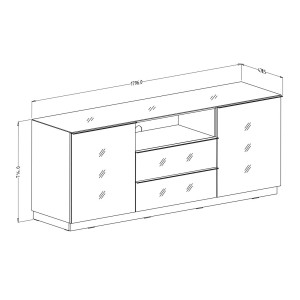 Buffet 180cm 2 portes et 2 tiroirs collection ZANTE. Coloris blanc brillant.