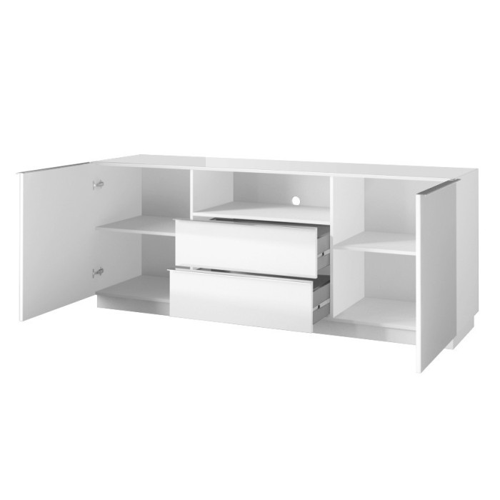 Buffet 180cm 2 portes et 2 tiroirs collection ZANTE. Coloris blanc brillant.
