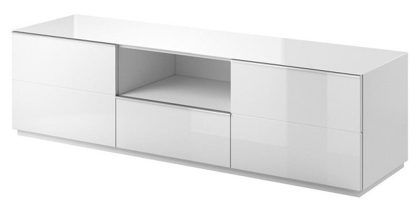 Meuble TV 180cm collection ZANTE avec 2 portes et 1 tiroir. Couleur blanc brillant