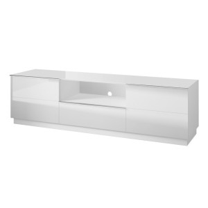 Meuble TV 180cm collection ZANTE avec 2 portes et 1 tiroir. Couleur blanc brillant