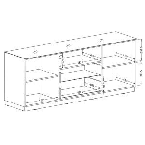 Buffet 180cm 2 portes et 2 tiroirs collection ZANTE. Coloris noir et gris brillant