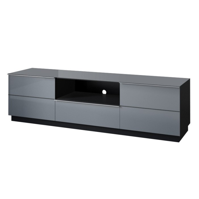 Meuble TV 180cm collection ZANTE avec 2 portes et 1 tiroir. Couleur noir et gris brillant