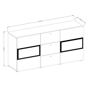 Buffet 2 portes et 3 tiroirs collection RAMOS. Coloris noir brillant