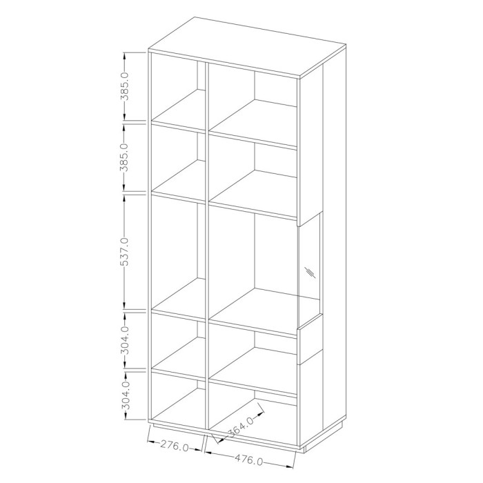 Vitrine collection KILES coloris gris anthracite et chêne. Modèle vitrine à droite
