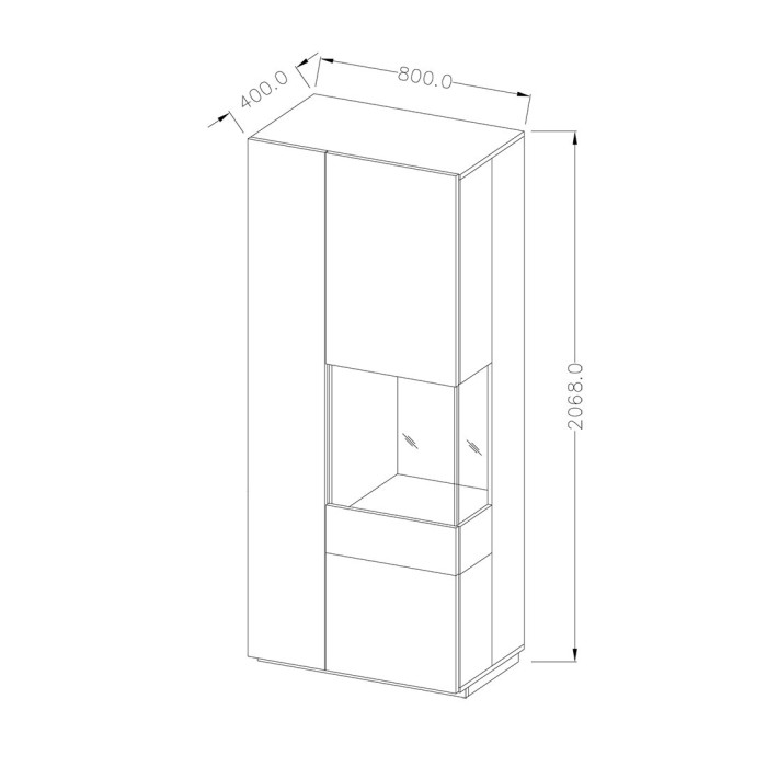 Vitrine collection KILES coloris gris anthracite et chêne. Modèle vitrine à droite