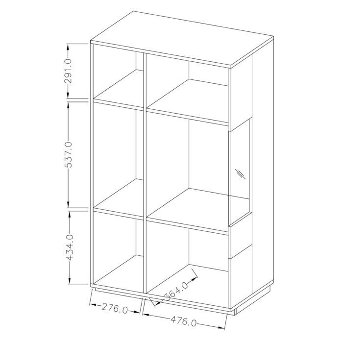 Buffet haut collection KILES deux portes. Coloris gris anthracite et chêne. Porte vitrée à droite