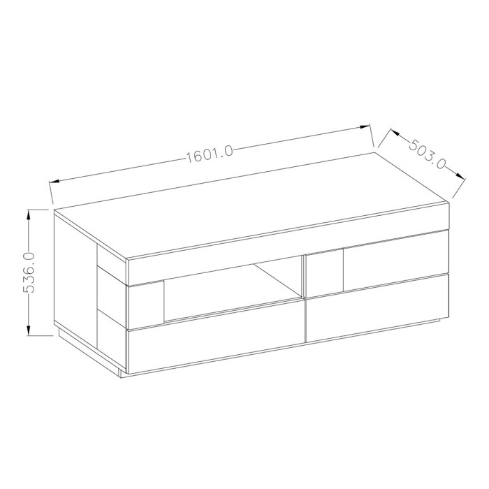 Meuble TV 160cm collection KILES. Coloris blanc et chêne. Style design