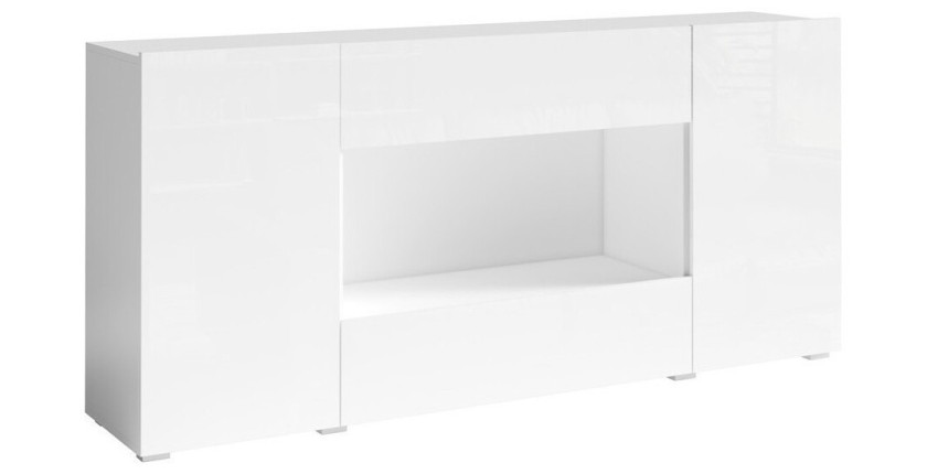 Buffet XL design 180cm pour salon couleur blanc brillant collection PAROS