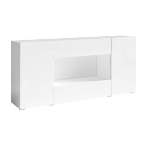 Buffet XL design 180cm pour salon couleur blanc brillant collection PAROS