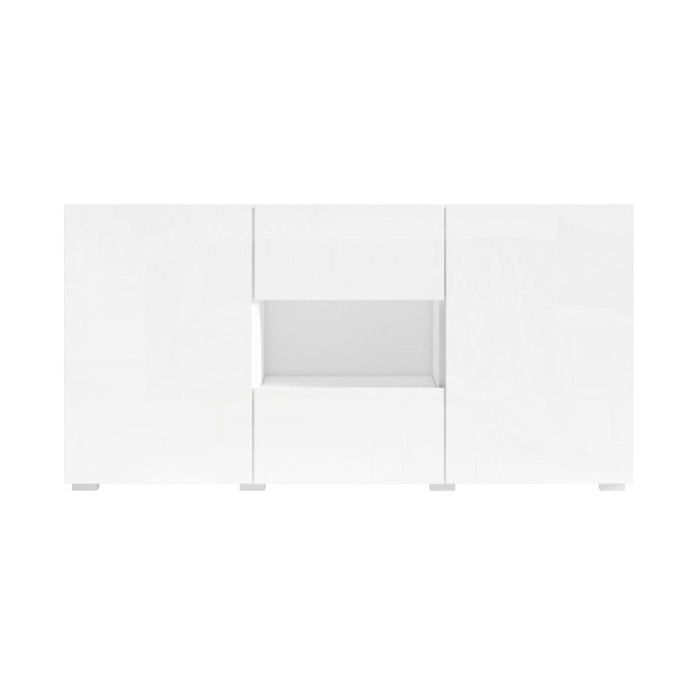 Buffet design 140cm pour salon couleur blanc brillant collection PAROS