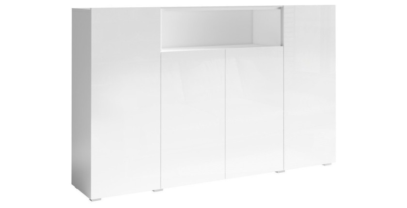 Buffet haut XL avec 4 portes et 1 niche couleur blanc brillant collection PAROS