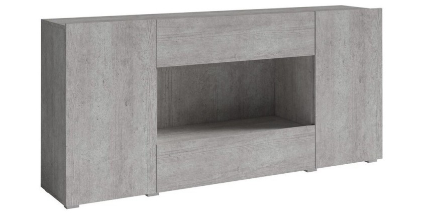 Buffet XL design 180cm pour salon couleur gris aspect béton collection PAROS