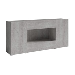 Buffet XL design 180cm pour salon couleur gris aspect béton collection PAROS