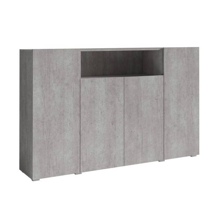 Buffet haut XL avec 4 portes et 1 niche, couleur gris aspect béton collection PAROS
