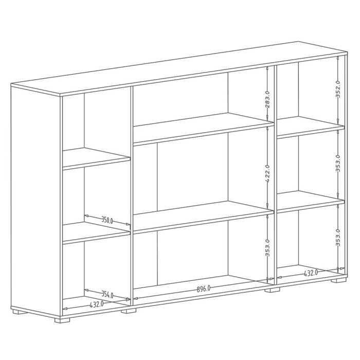 Buffet haut XL avec 4 portes et 1 niche, couleur gris aspect béton collection PAROS