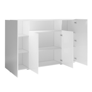 Buffet haut XL avec 4 portes et 1 niche, couleur gris aspect béton collection PAROS