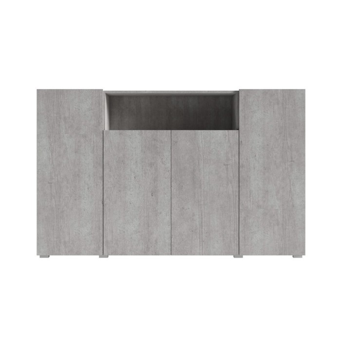Buffet haut XL avec 4 portes et 1 niche, couleur gris aspect béton collection PAROS