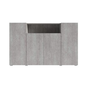 Buffet haut XL avec 4 portes et 1 niche, couleur gris aspect béton collection PAROS