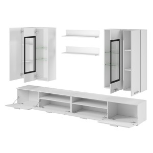 Composition XL de 8 meubles design pour salon couleur chêne et gris anthracite collection CONNOR