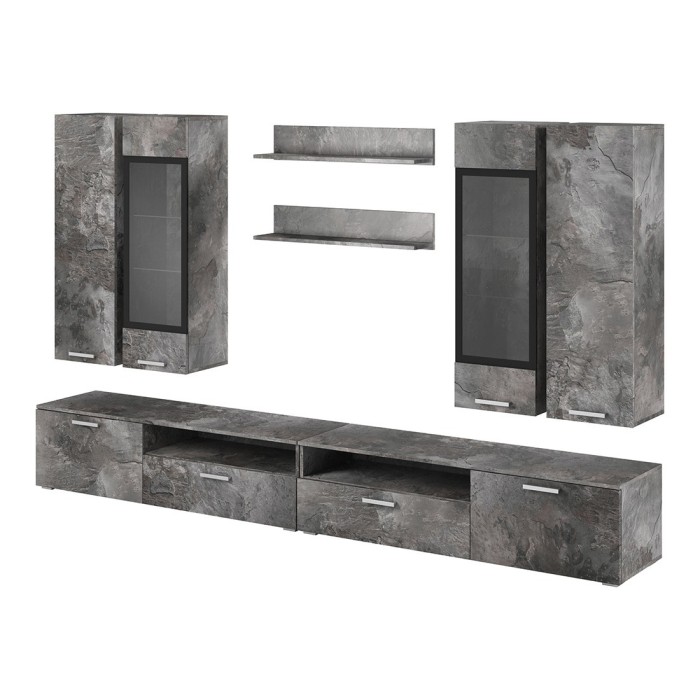 Composition XL de 8 meubles design pour salon effet ardoise collection CONNOR