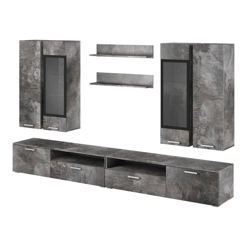 Composition XL de 8 meubles design pour salon effet ardoise collection CONNOR