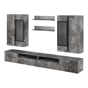 Composition XL de 8 meubles design pour salon effet ardoise collection CONNOR