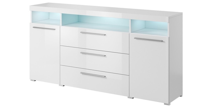 Buffet 180cm pour salon couleur blanc brillant collection BOMBAY