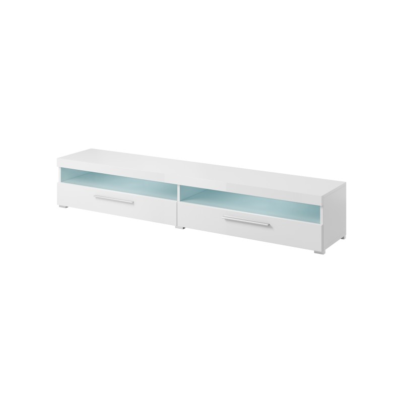 Meuble TV XL 200cm collection BOMBAY. Couleur blanc brillant