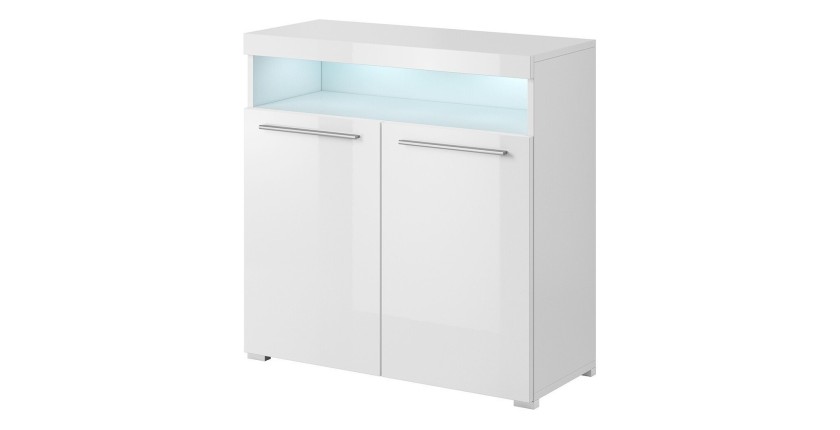 Buffet 90cm pour salon couleur blanc brillant collection BOMBAY