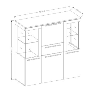 Buffet haut pour salon couleur blanc brillant collection BOMBAY