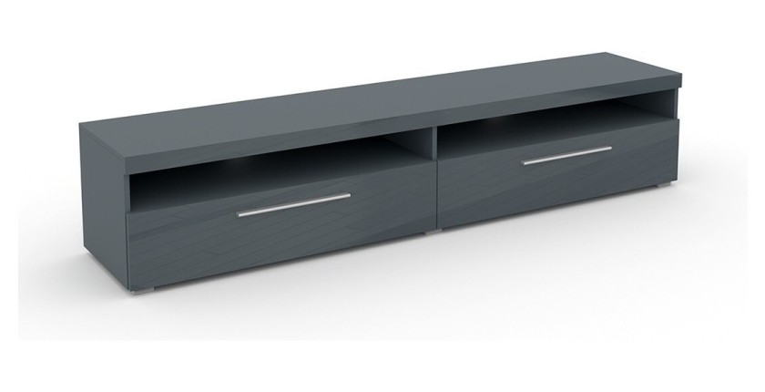 Meuble TV XL 200cm collection BOMBAY. Couleur gris brillant