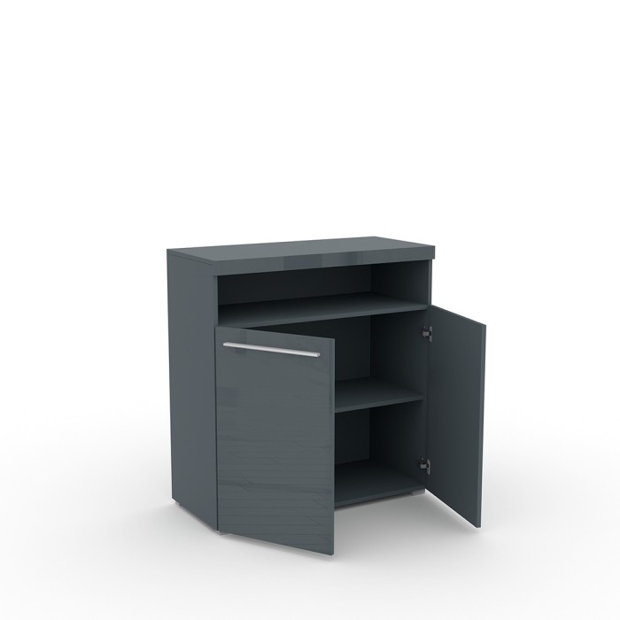 Buffet 90cm pour salon couleur gris brillant collection BOMBAY