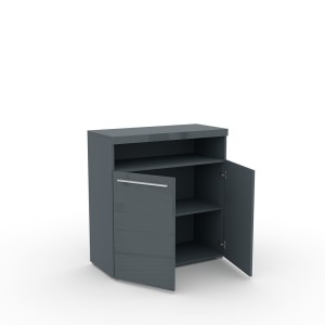 Buffet 90cm pour salon couleur gris brillant collection BOMBAY